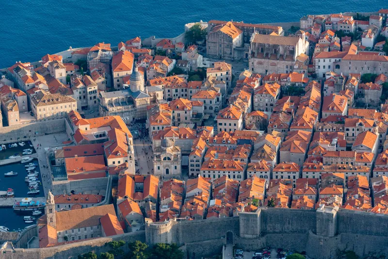 Dubrovnik: Stunning aerial capture of Dubrovnik's Old Town and majestic Adriatic Sea coastline.