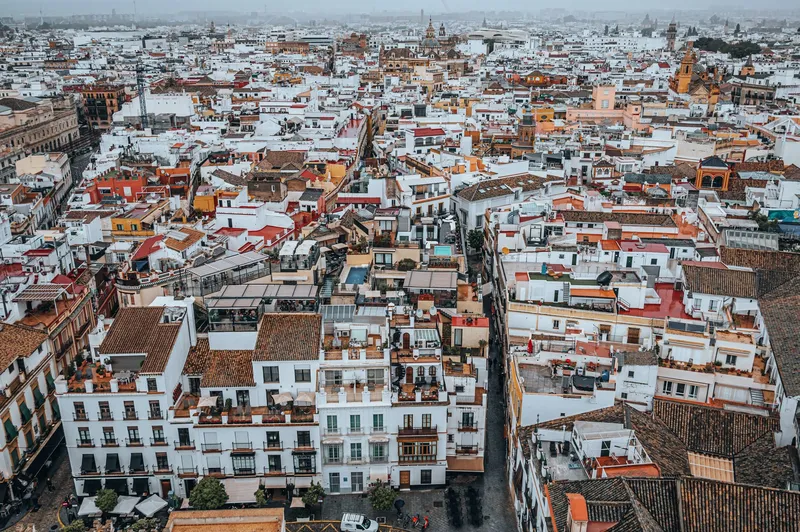 Seville: Explore the charming and colorful cityscape of Seville, Spain from above.
